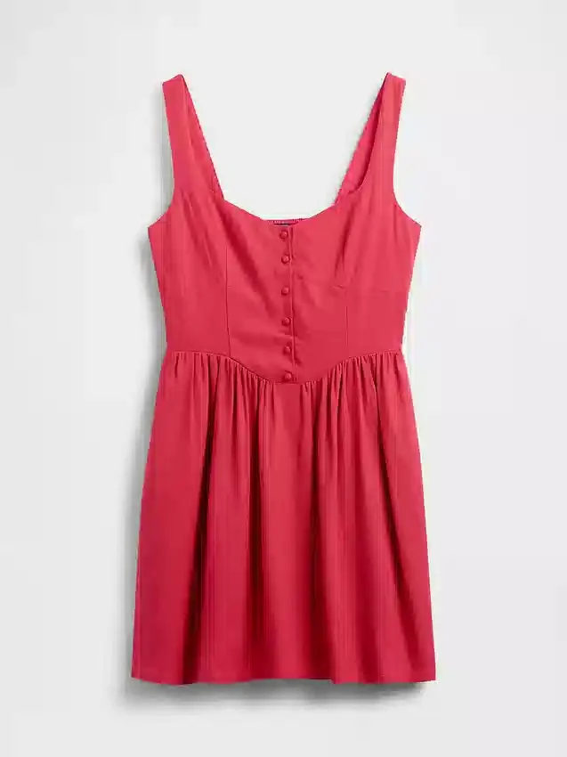 Minivestido de cintura baja en mezcla de lino