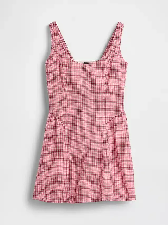 Minivestido de cintura baja en mezcla de lino