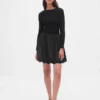 Minivestido de estilo «bubble» con mezcla de tejidos