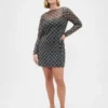 Minivestido de malla con cuello barco