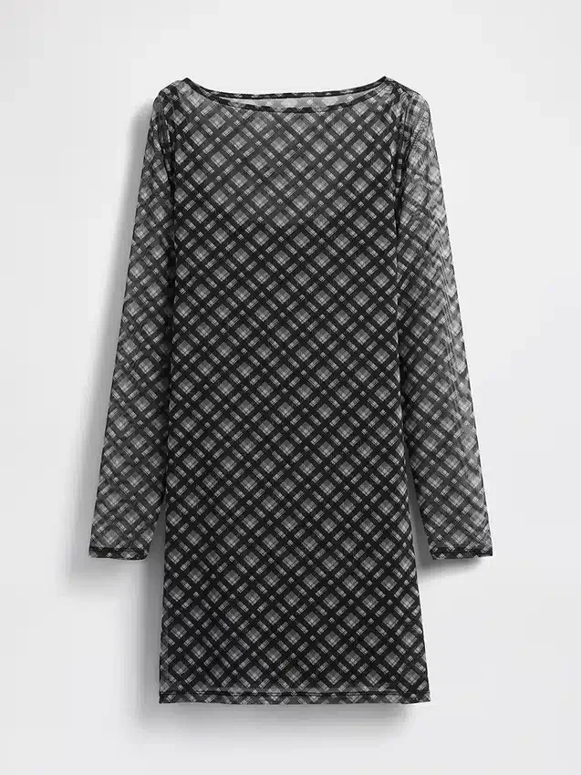 Minivestido de malla con cuello barco