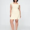 Minivestido de mezcla de lino con mangas casquillo