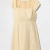 Minivestido de mezcla de lino con mangas casquillo