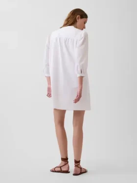 Minivestido de popelín con cuello Henley