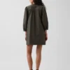 Minivestido de popelín con cuello Henley
