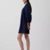 Minivestido de popelín con cuello Henley