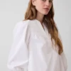 Minivestido de popelín con cuello Henley