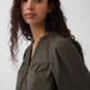 Minivestido de popelín con cuello Henley