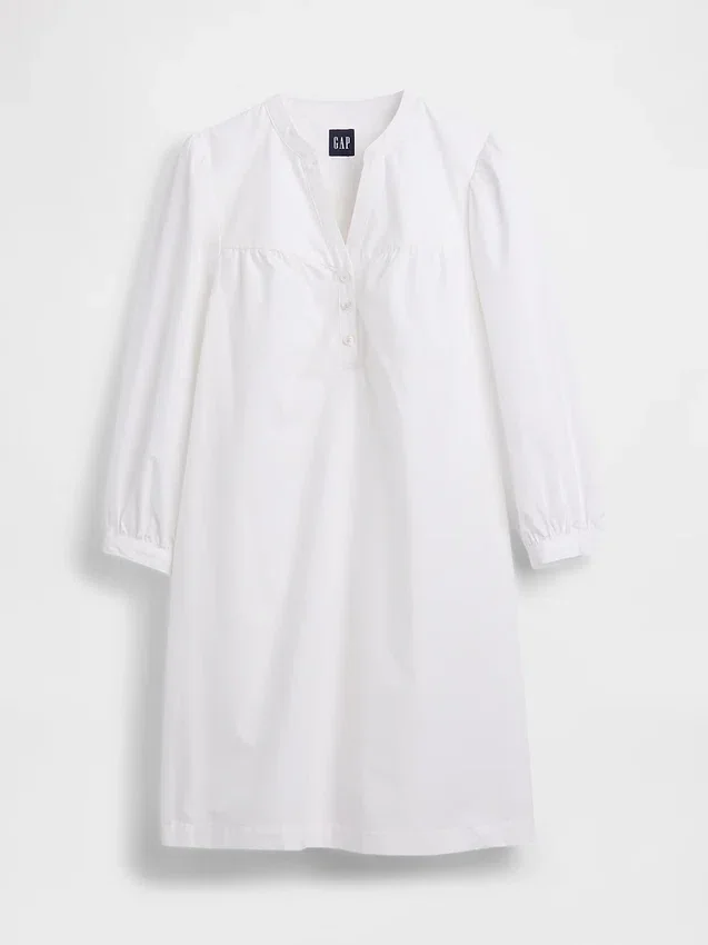 Minivestido de popelín con cuello Henley