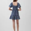 Minivestido de popelín con mangas con volantes
