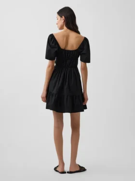 Minivestido de popelín con mangas con volantes