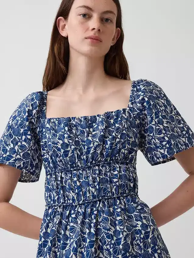 Minivestido de popelín con mangas con volantes