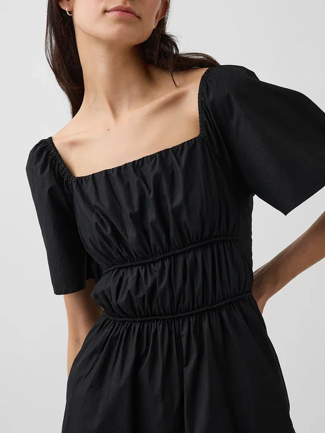 Minivestido de popelín con mangas con volantes