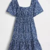 Minivestido de popelín con mangas con volantes