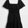 Minivestido de popelín con mangas con volantes