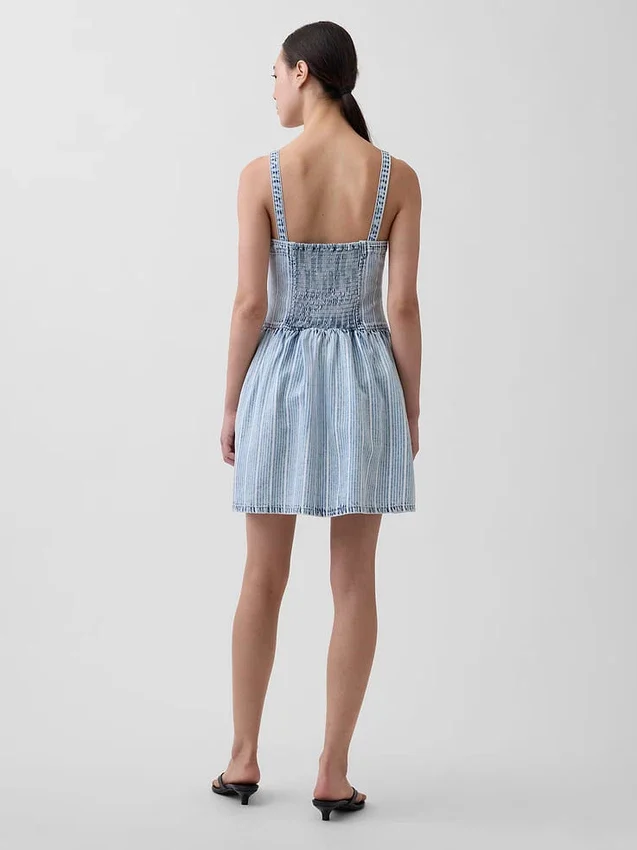 Minivestido de vaquero a rayas ultrasuave con cintura baja