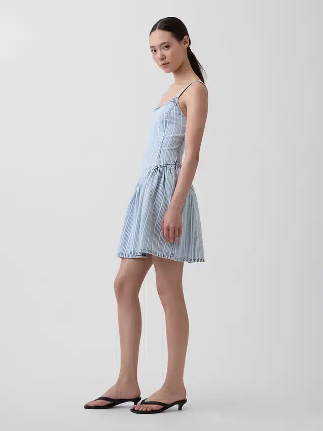 Minivestido de vaquero a rayas ultrasuave con cintura baja