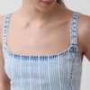 Minivestido de vaquero a rayas ultrasuave con cintura baja