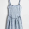 Minivestido de vaquero a rayas ultrasuave con cintura baja