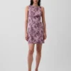 Minivestido floral con cuello barco y espalda abierta
