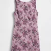 Minivestido floral con cuello barco y espalda abierta