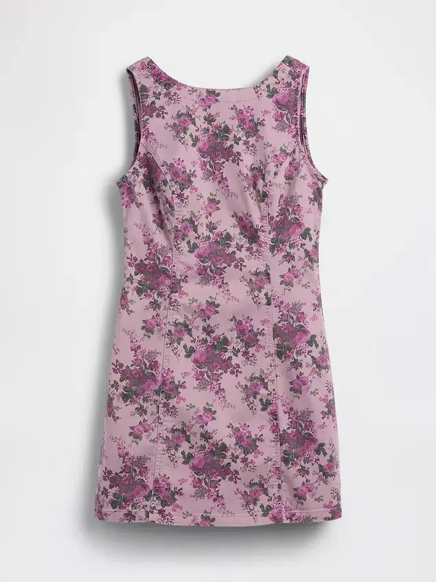 Minivestido floral con cuello barco y espalda abierta