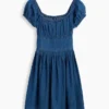 Minivestido infantil de vaquero con mangas abullonadas