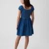 Minivestido infantil de vaquero con mangas abullonadas
