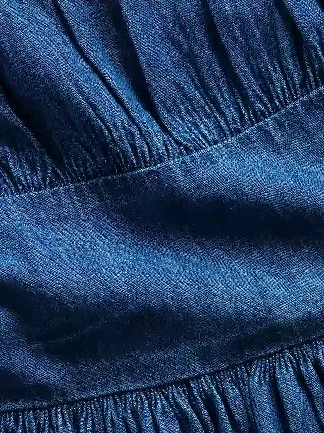 Minivestido infantil de vaquero con mangas abullonadas