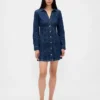 Minivestido plisado de denim
