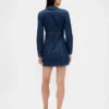Minivestido plisado de denim