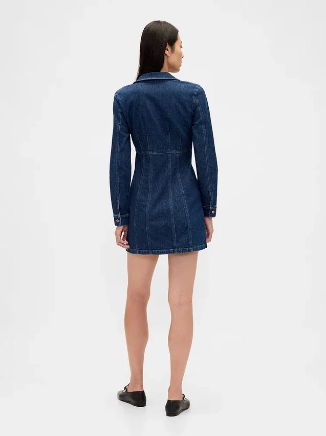Minivestido plisado de denim