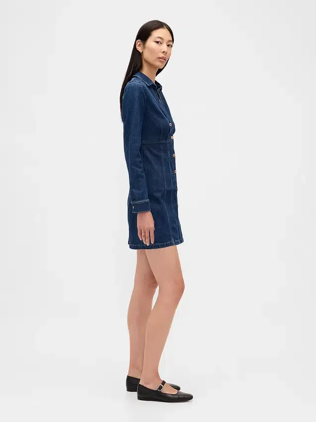 Minivestido plisado de denim