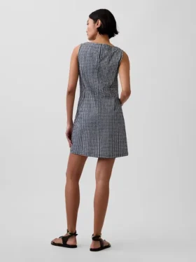 Minivestido recto de denim a cuadros