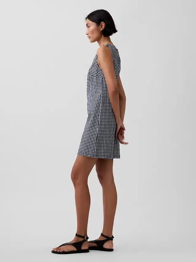 Minivestido recto de denim a cuadros