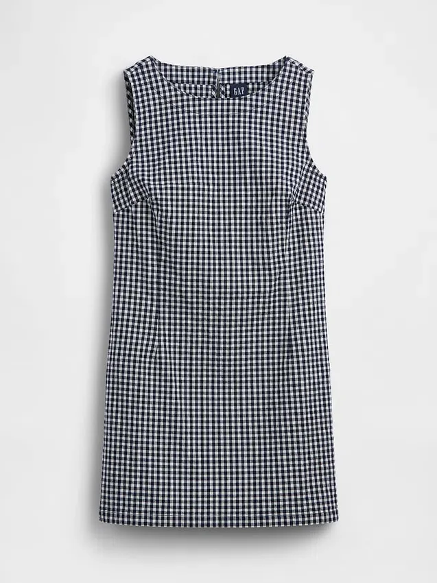 Minivestido recto de denim a cuadros