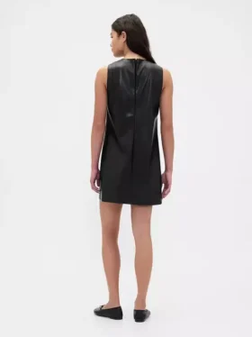 Minivestido recto de piel vegana