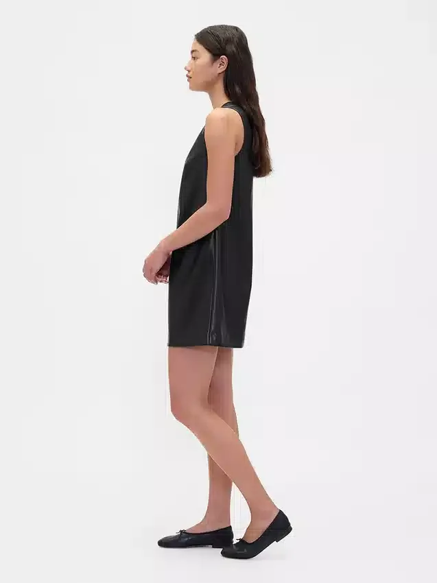 Minivestido recto de piel vegana