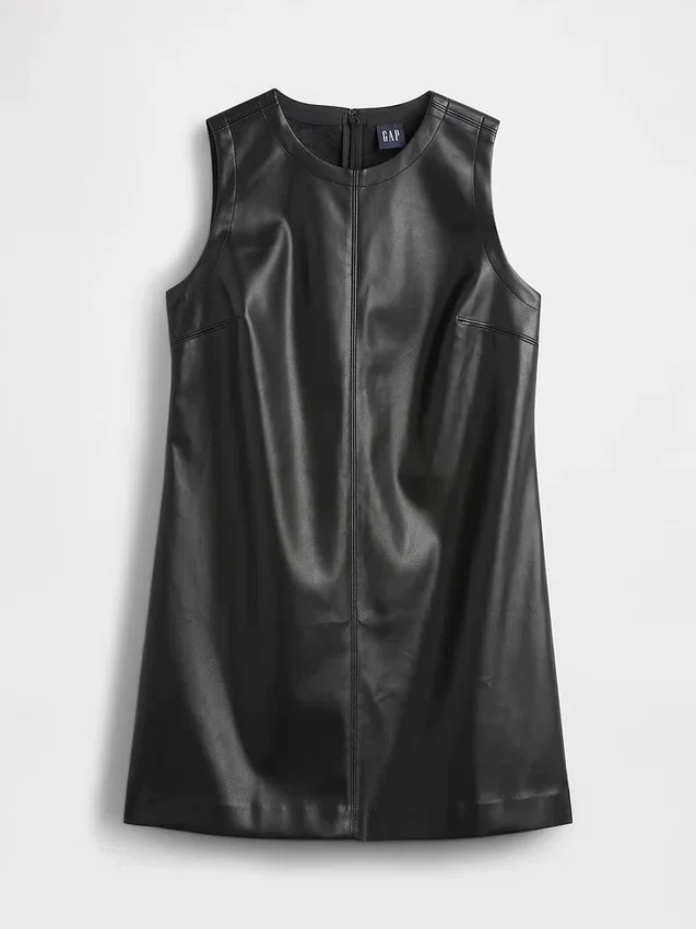 Minivestido recto de piel vegana
