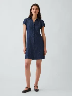 Minivestido tipo camisa con cintura imperio