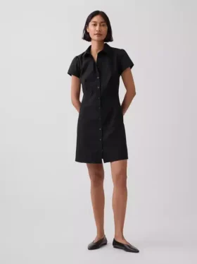 Minivestido tipo camisa con cintura imperio