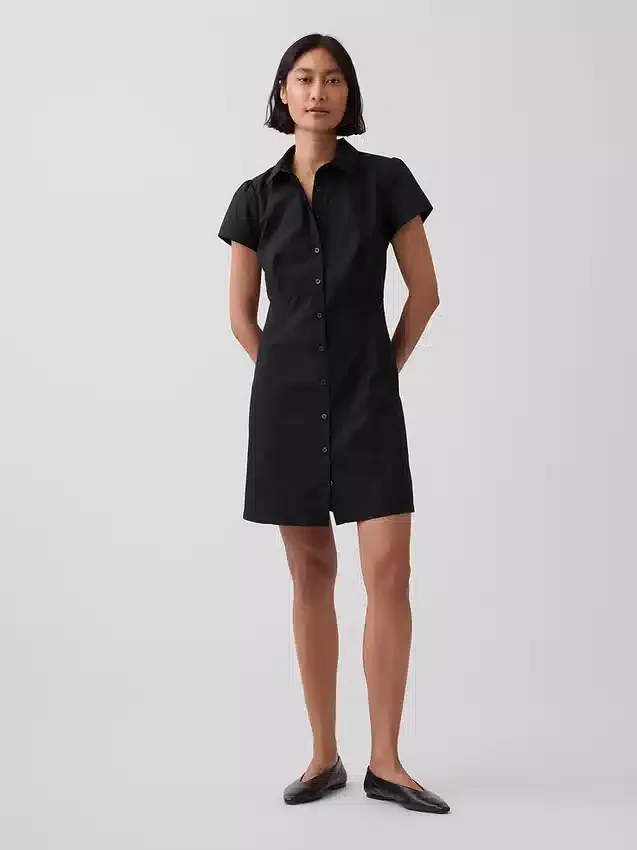 Minivestido tipo camisa con cintura imperio