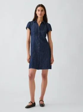Minivestido tipo camisa con cintura imperio