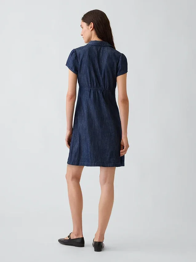 Minivestido tipo camisa con cintura imperio