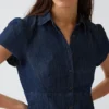 Minivestido tipo camisa con cintura imperio