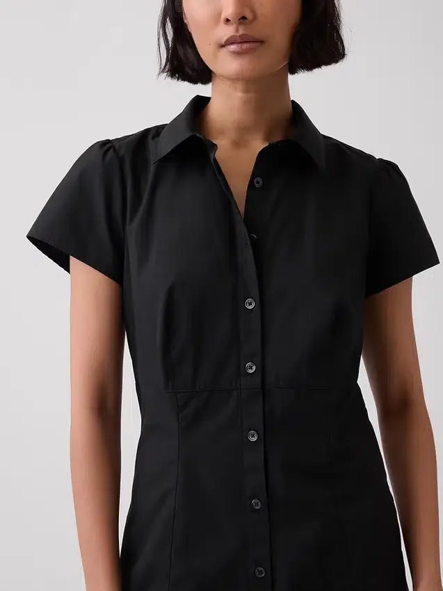 Minivestido tipo camisa con cintura imperio
