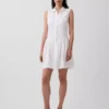 Minivestido tipo camisa de cintura baja en mezcla de lino