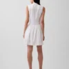 Minivestido tipo camisa de cintura baja en mezcla de lino