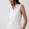 Minivestido tipo camisa de cintura baja en mezcla de lino