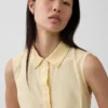 Minivestido tipo camisa de cintura baja en mezcla de lino